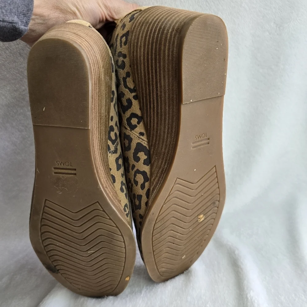 TOMS Kallie Leopard Suede Wedge Booties, Womens Size 9.5